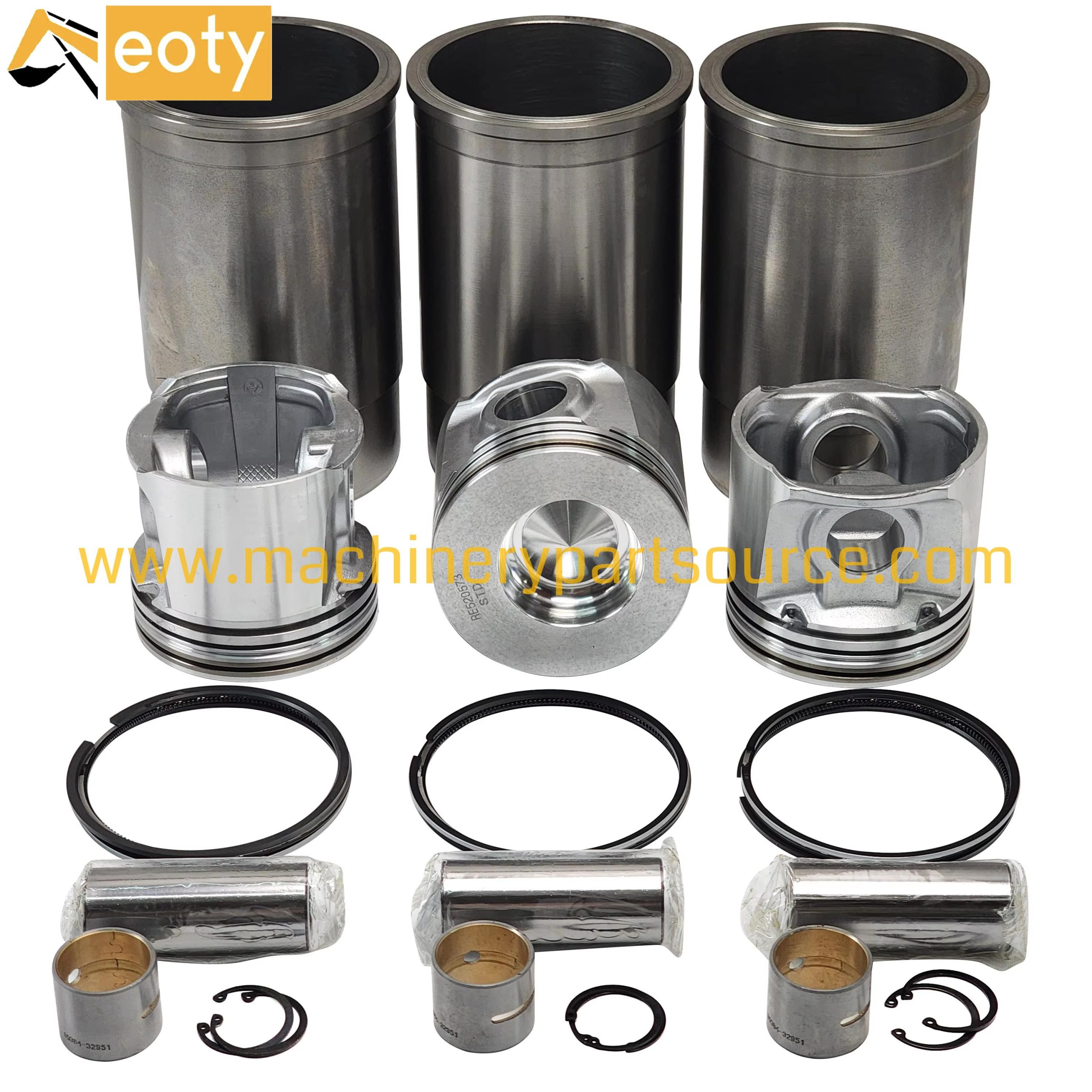 John Deere 3029 Diesel Engine Cylinder Liner Kit | R116281 Liner, RE520573 Piston, RE66271 Ring Set