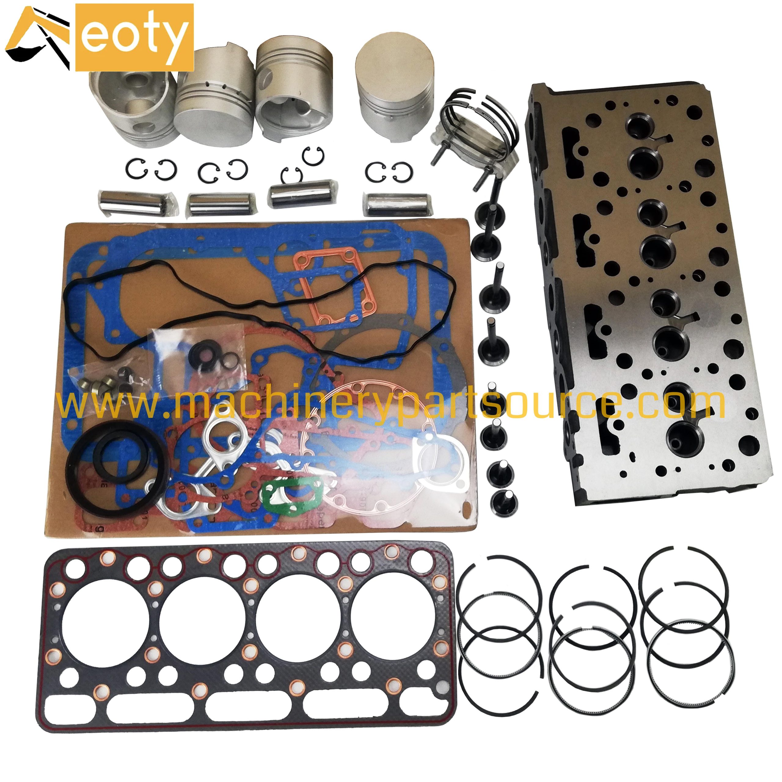 Kubota V1702 Tractor Diesel Engine Piston Ring & Cylinder Head Overhaul Rebuild Kit