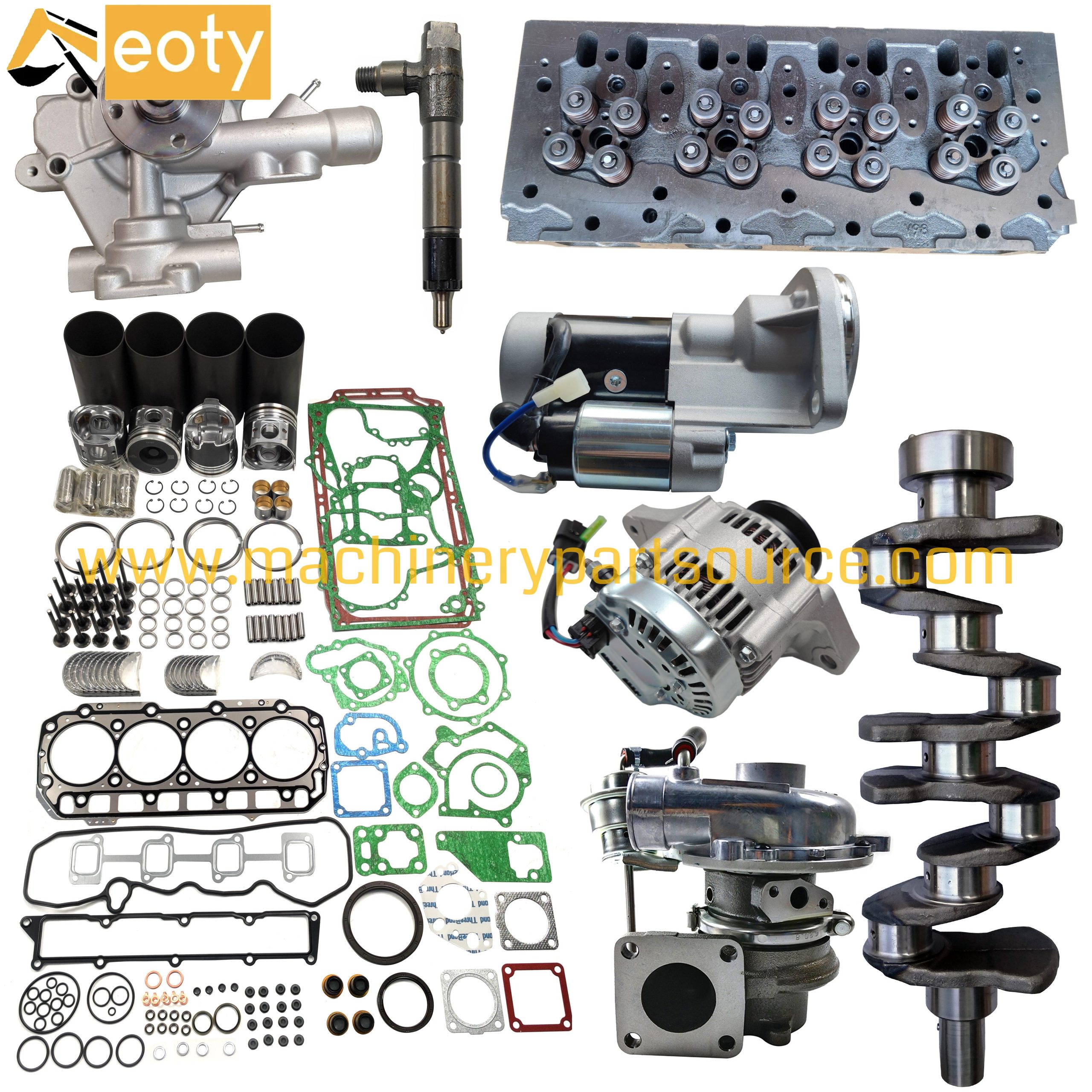 Overhaul Repair Set 4TNE94 Cylinder Piston Set Crankshaft Gasket Kit Pump Valve for Yanmar Engine