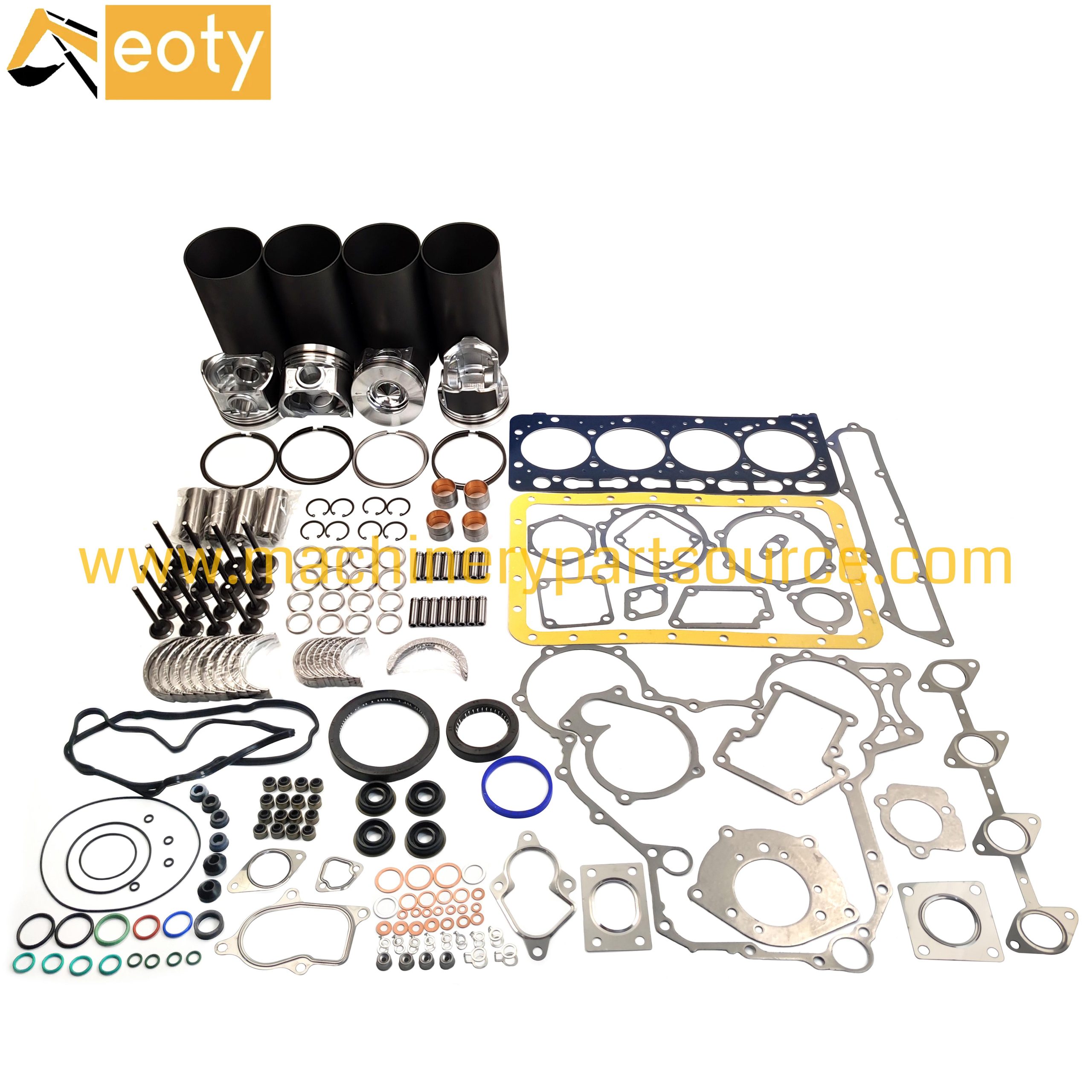 Kubota V3800 V3800-T Overhaul Repair Set – Cylinder Liner Kit, Piston Set 1J550-21110, Gasket Kit, Bearings & Valves