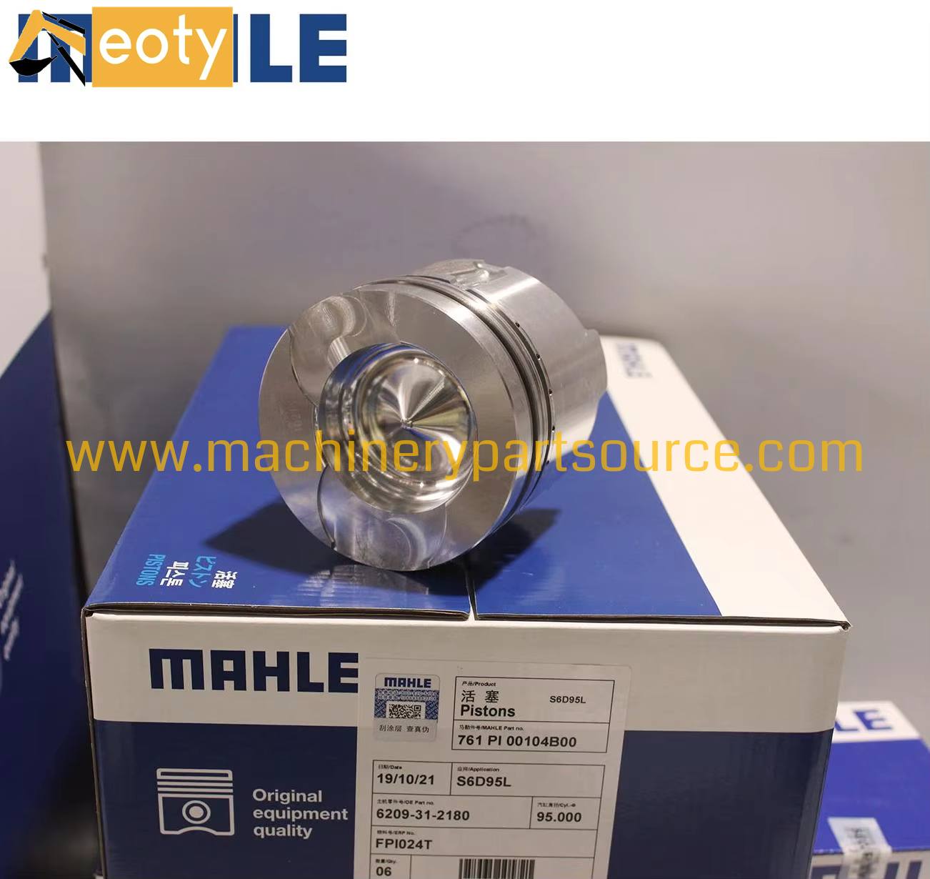 6209-31-2180 MAHLE 6D95 Piston 56mm Chamber For Komatsu SA6D95L SAA6D95LE PC210 Excavator