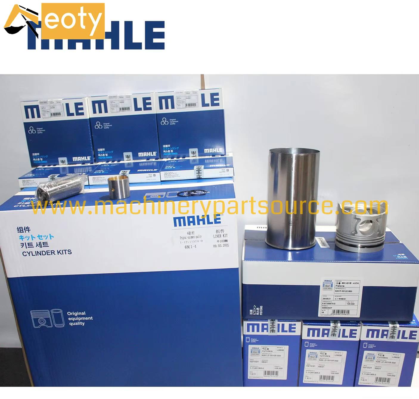 Original Mahle 6BG1 Liner Kit with 4-Ring Piston 1-12111574-0 for Hitachi EX200-6 Excavator Engine
